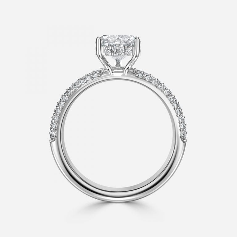 Daisy Heart Lab Created Diamond Hidden Halo Engagement Ring