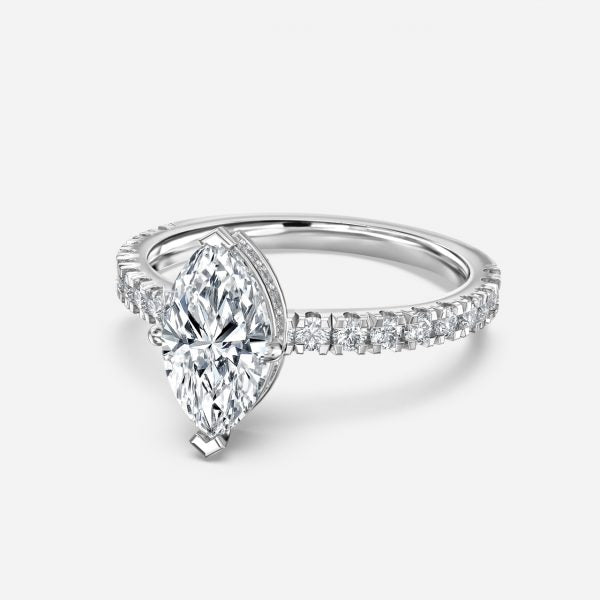 Nhẫn đính hôn kim cương nhân tạo Kenzo Marquise Hidden Halo