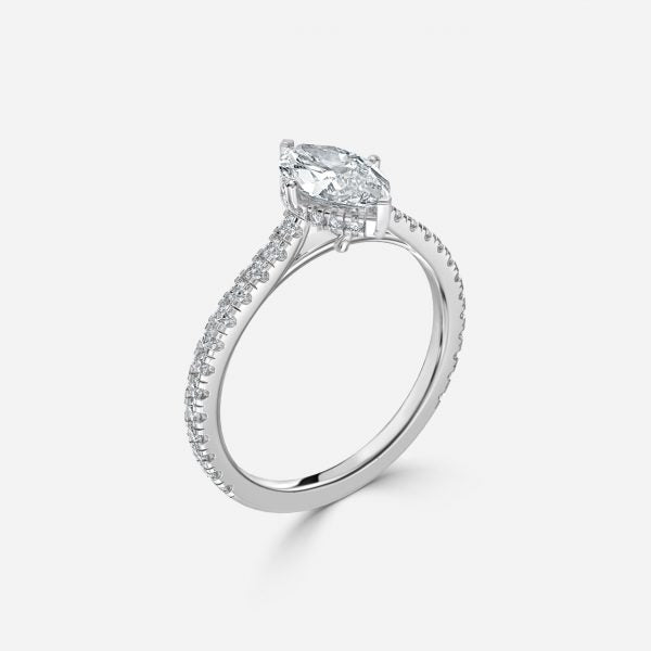 Nhẫn đính hôn kim cương nhân tạo Nanami Marquise Hidden Halo