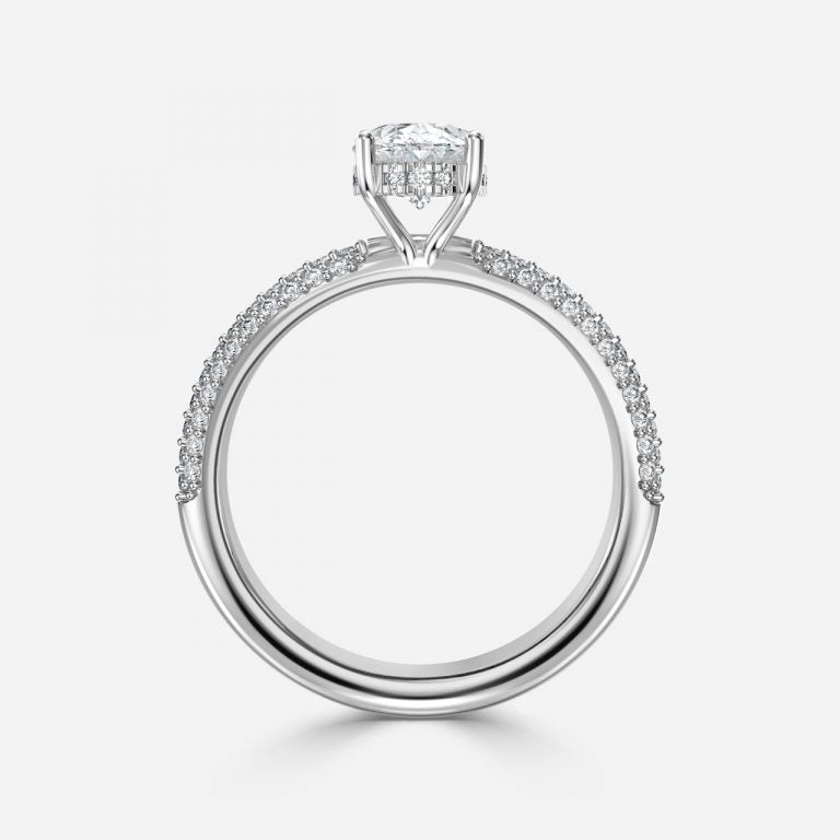 Daisy Oval Hidden Halo Lab Grown Diamond Engagement Ring