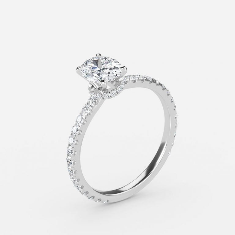 Nhẫn đính hôn kim cương nhân tạo Hidden Halo Ambrosia Oval