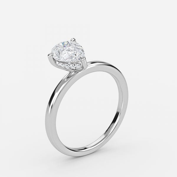 Essian Pear Hidden Halo Lab Grown Diamond Engagement Ring