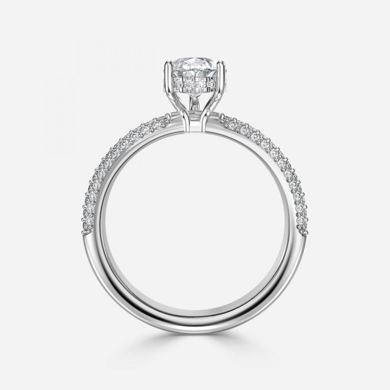 Daisy Pear Hidden Halo Lab Grown Diamond Engagement Ring
