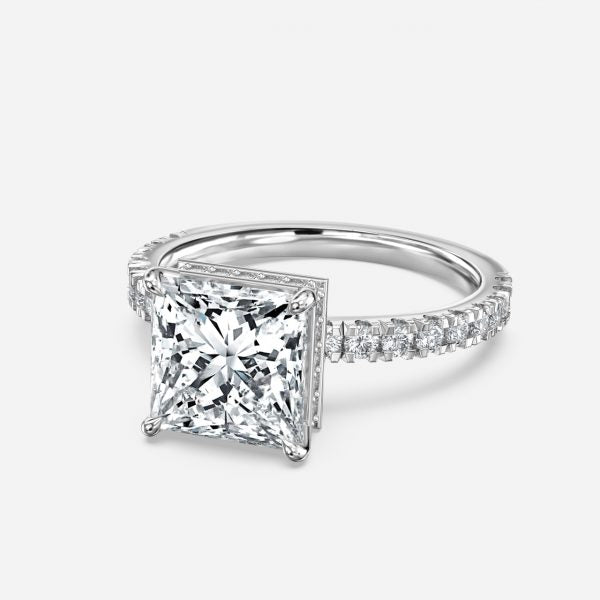Nhẫn đính hôn kim cương nhân tạo Kenzo Princess Hidden Halo