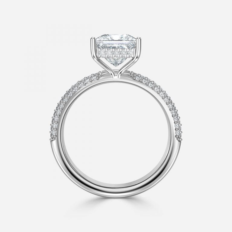 Nhẫn đính hôn kim cương nhân tạo Daisy Princess Hidden Halo