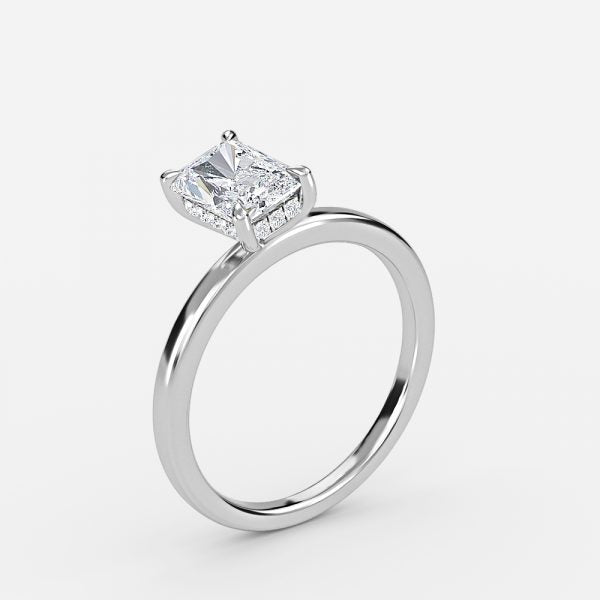 Nhẫn đính hôn kim cương nhân tạo Essian Radiant Hidden Halo