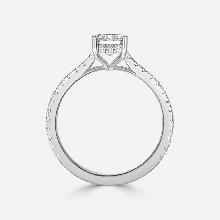 Nanami Emerald Hidden Halo Lab Grown Diamond Engagement Ring