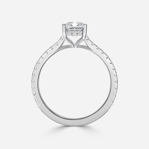 Nhẫn đính hôn kim cương nhân tạo Nanami Radiant Hidden Halo
