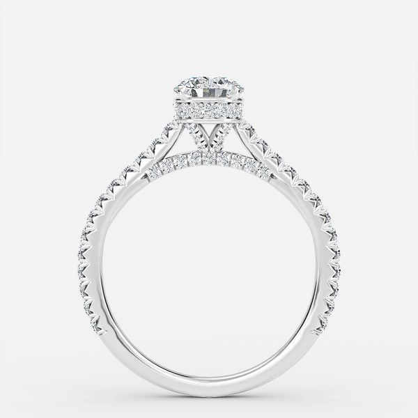 Charles Round Lab Created Diamond Hidden Halo Engagement Ring