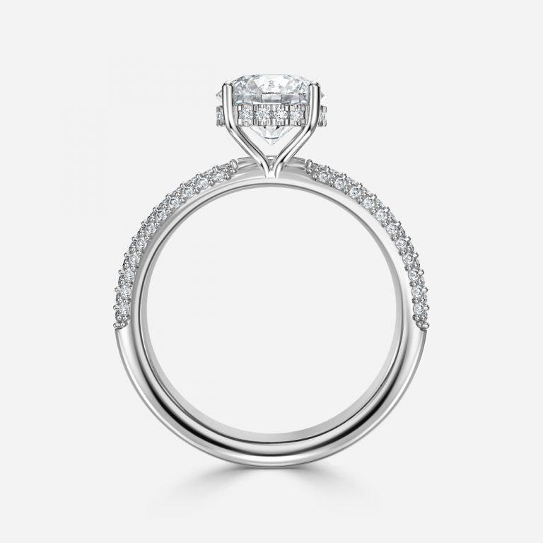 Daisy Round Lab Created Diamond Hidden Halo Engagement Ring