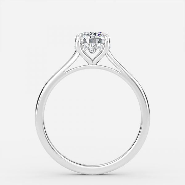 Hazal Round Lab Created Diamond Hidden Halo Engagement Ring