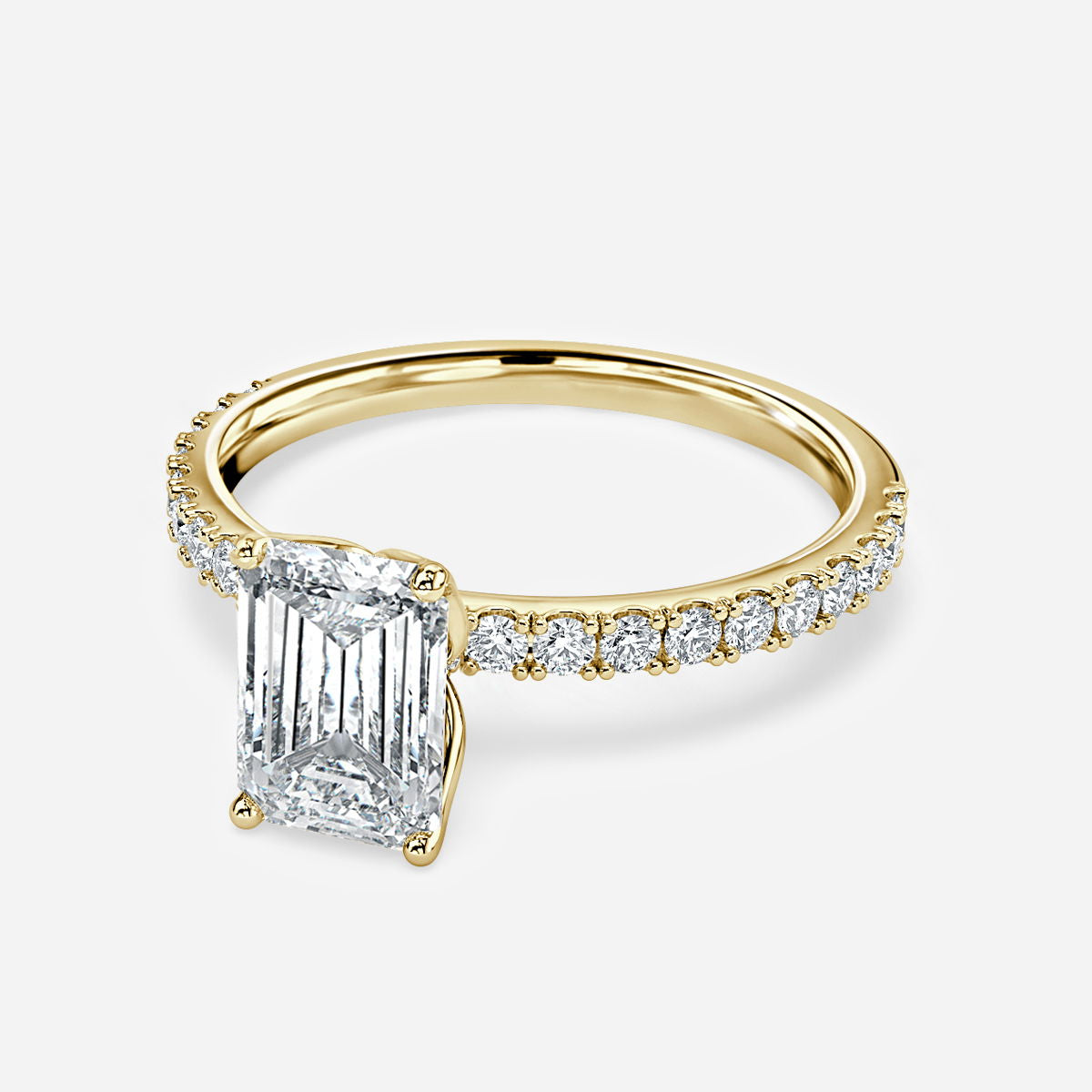 Nhẫn đính hôn kim cương nuôi cấy trong phòng thí nghiệm Lepidus Emerald Hidden Halo