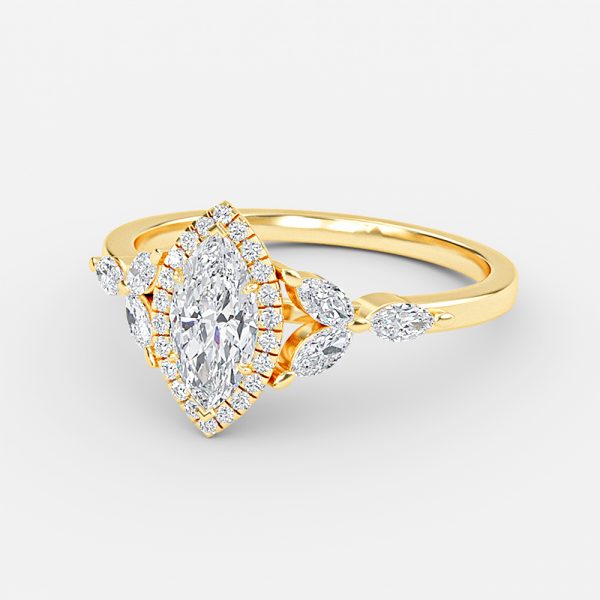 Nhẫn đính hôn kim cương nhân tạo Francis Marquise Halo