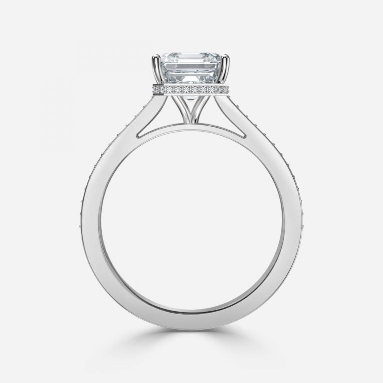 Evelyn Asscher Hidden Halo Lab Grown Diamond Engagement Ring