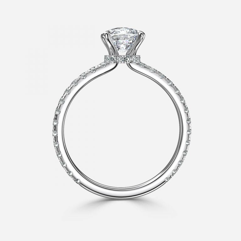Ambrosia Cushion Hidden Halo Lab Grown Diamond Engagement Ring