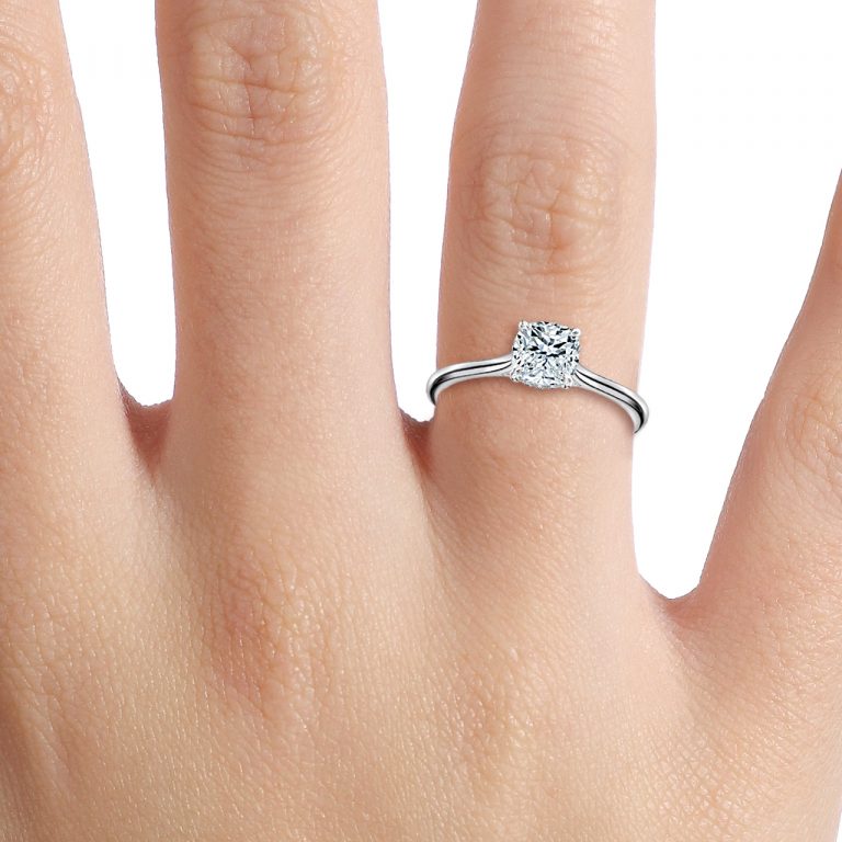 Valencia Cushion Hidden Halo Lab Grown Diamond Engagement Ring