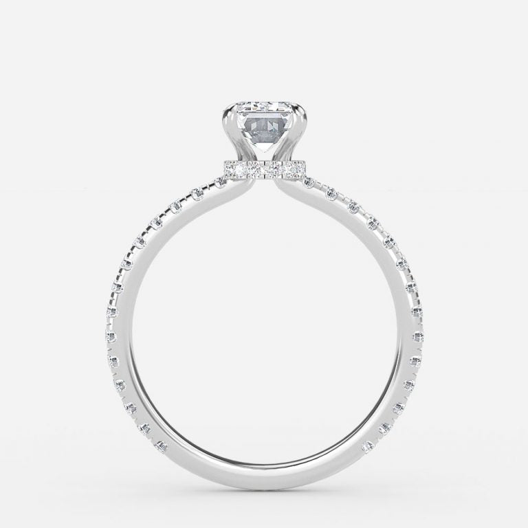 Nhẫn đính hôn kim cương nhân tạo Ambrosia Emerald Hidden Halo