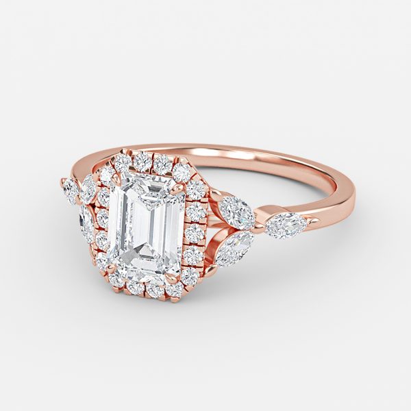 Nhẫn đính hôn kim cương nhân tạo Francis Emerald Halo