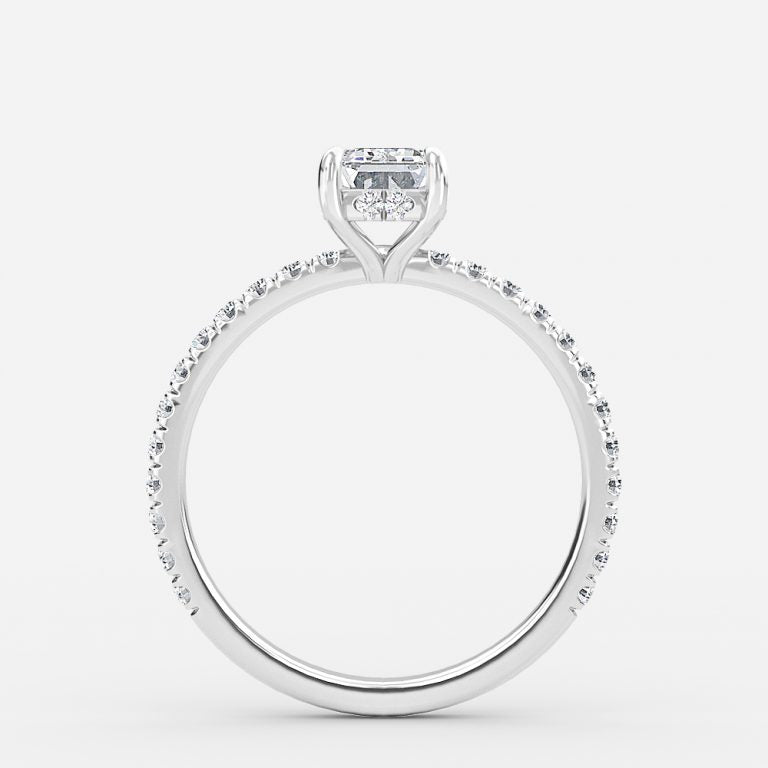 Lucian Emerald Hidden Halo Lab Created Diamond Engagement Ring