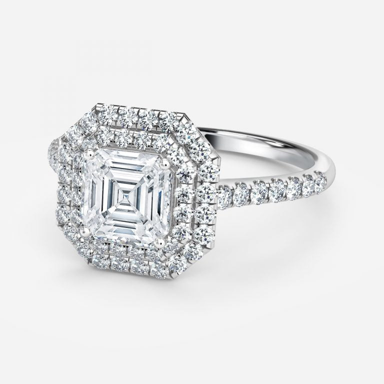 Nhẫn đính hôn kim cương nhân tạo Laila Asscher Halo