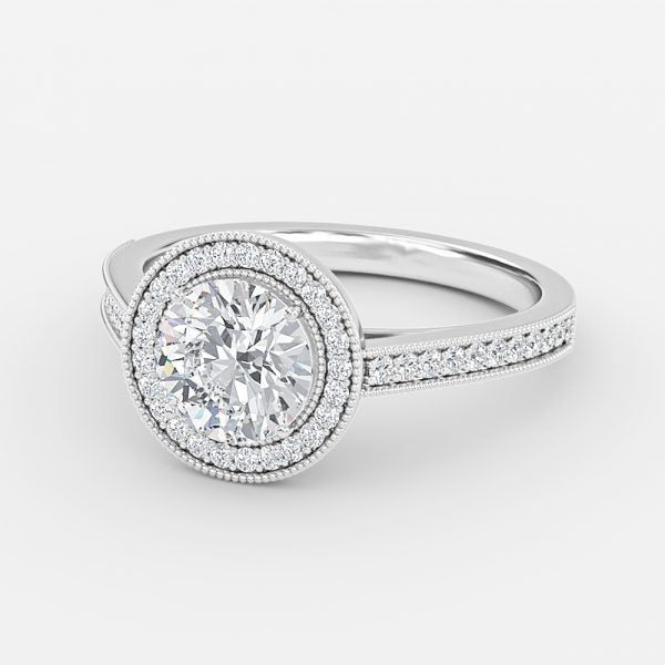 Elswin Round Lab Grown Diamond Halo Engagement Ring