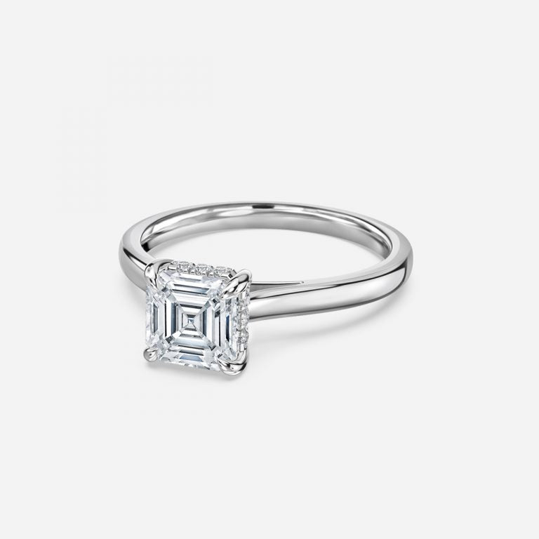Hazal Asscher Hidden Halo Lab Grown Diamond Engagement Ring