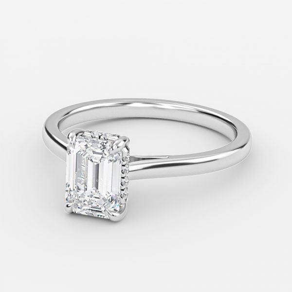 Hazal Emerald Hidden Halo Lab Grown Diamond Engagement Ring