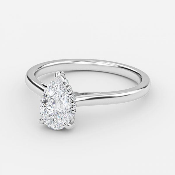 Hazal Pear Hidden Halo Lab Grown Diamond Engagement Ring