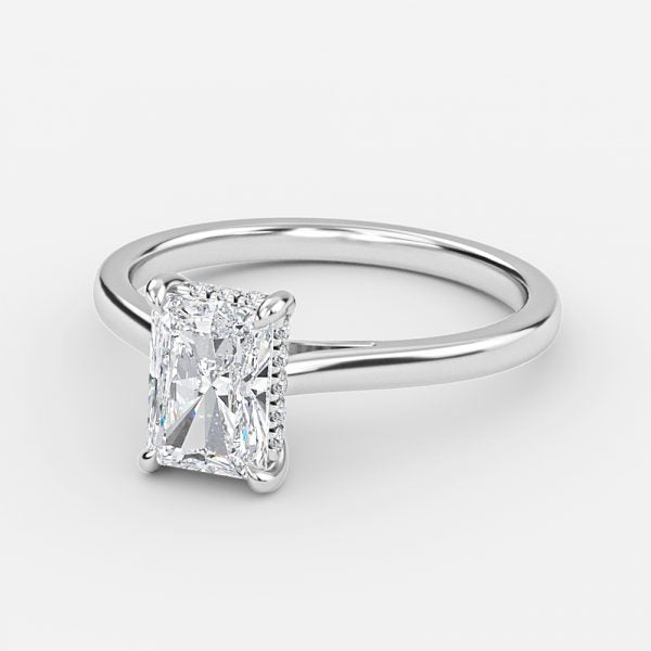 Hazal Radiant Hidden Halo Lab Grown Diamond Engagement Ring