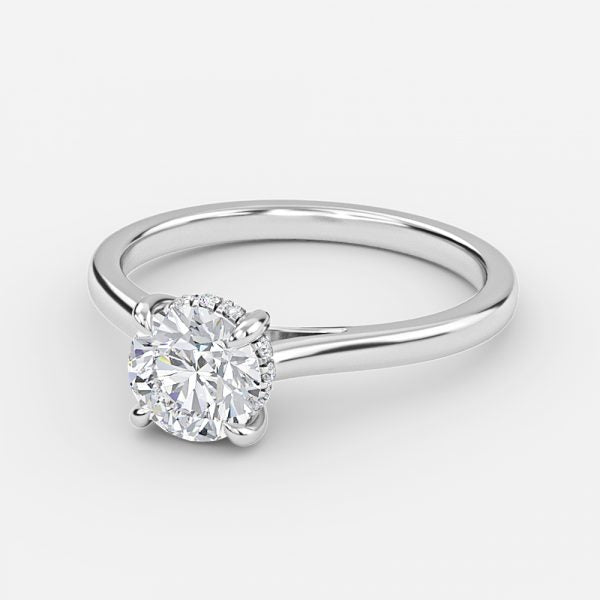 Hazal Round Lab Created Diamond Hidden Halo Engagement Ring