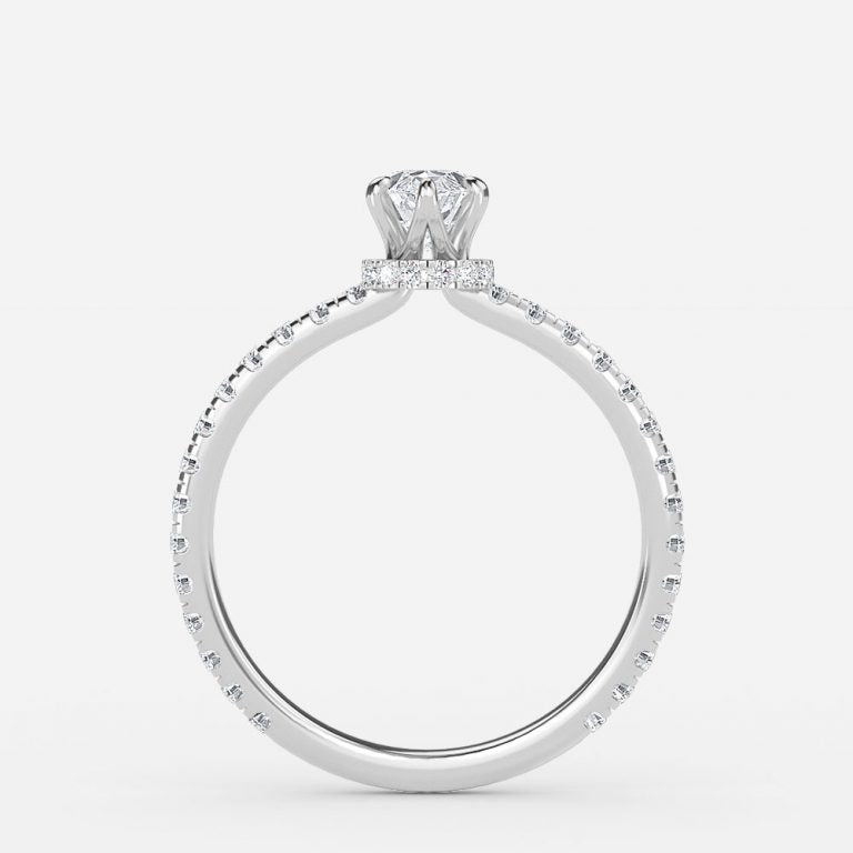 Ambrosia Marquise Hidden Halo Lab Diamond Engagement Ring