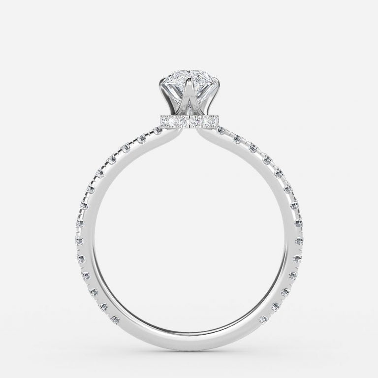 Nhẫn đính hôn kim cương nhân tạo Ambrosia Pear Hidden Halo