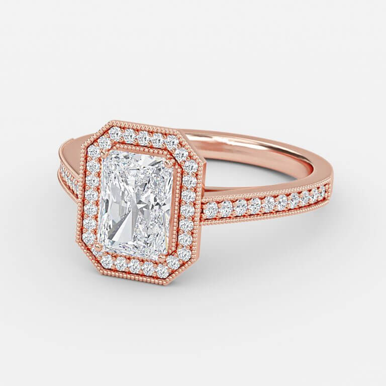 Elswin Radiant Halo Lab Grown Diamond Engagement Ring