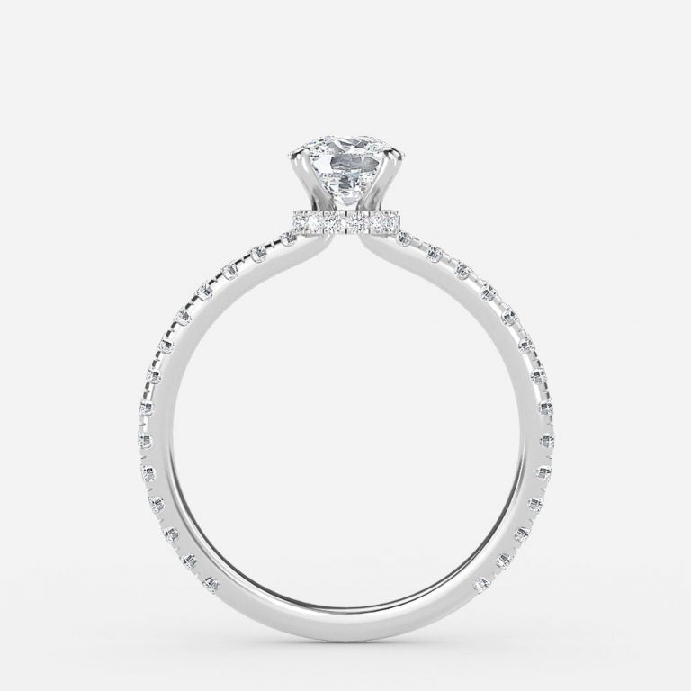 Ambrosia Round Lab Grown Diamond Hidden Halo Engagement Ring