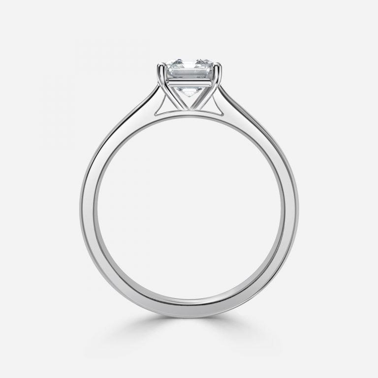 Lotus Plain Asscher Solitaire Lab Grown Diamond Engagement Ring