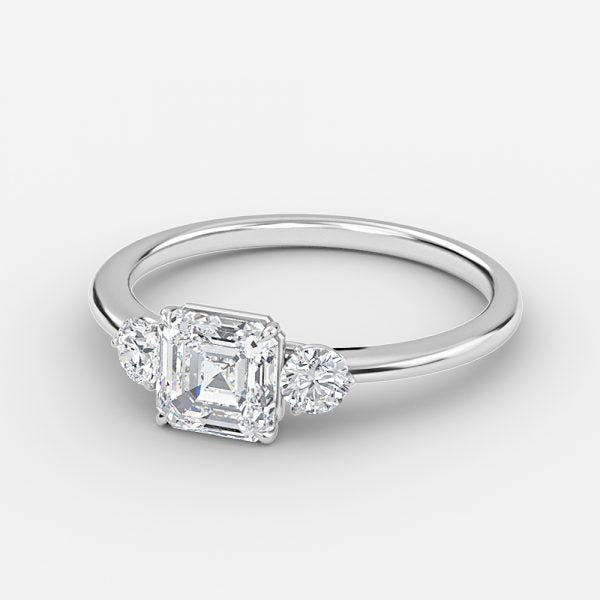 Nhẫn đính hôn kim cương nhân tạo ba viên của Jemima Asscher