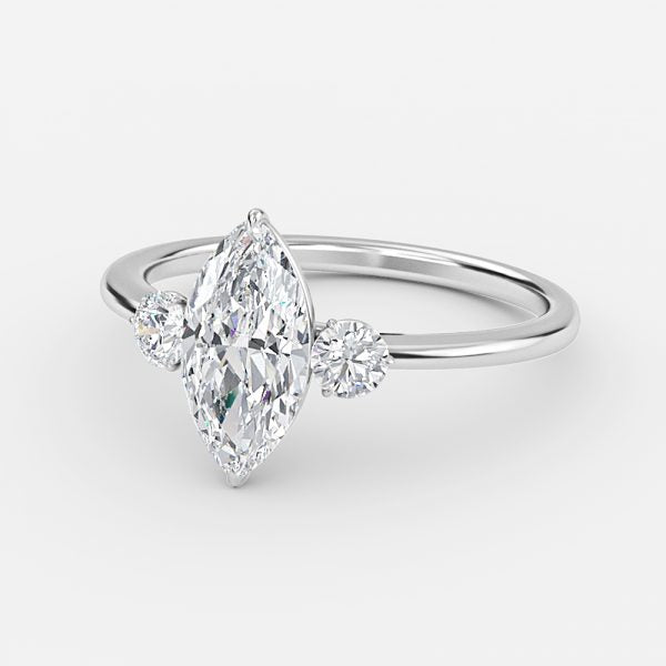 Nhẫn đính hôn kim cương nhân tạo ba viên Jemima Marquise