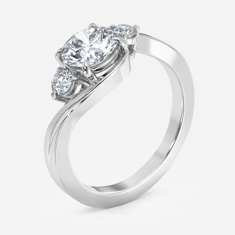 East West Round Lab Created Diamond Three Stone Engagement Ring