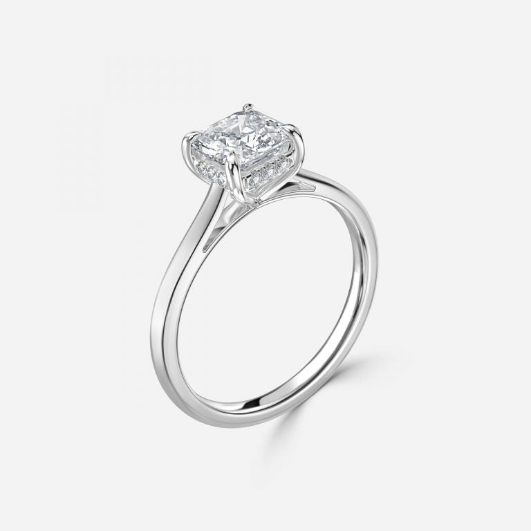 Hazal Asscher Hidden Halo Lab Grown Diamond Engagement Ring