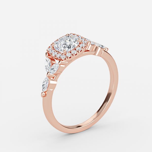 Francis Cushion Halo Lab Created Diamond Engagement Ring