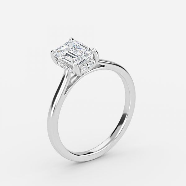 Hazal Emerald Hidden Halo Lab Grown Diamond Engagement Ring