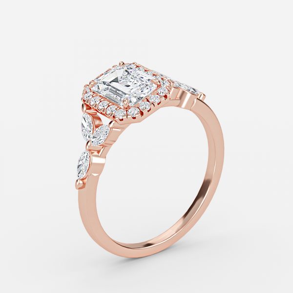 Nhẫn đính hôn kim cương nhân tạo Francis Emerald Halo