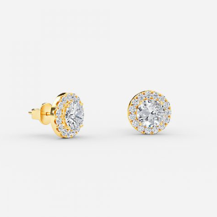 Round Lab Grown Diamond Halo Earring