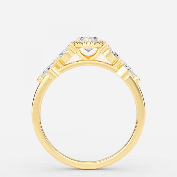 Nhẫn đính hôn kim cương nhân tạo Francis Marquise Halo