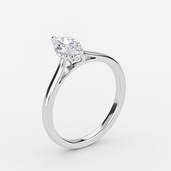 Hazal Marquise Hidden Halo Lab Grown Diamond Engagement Ring
