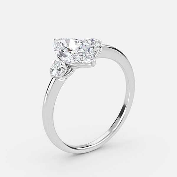 Nhẫn đính hôn kim cương nhân tạo ba viên Jemima Marquise