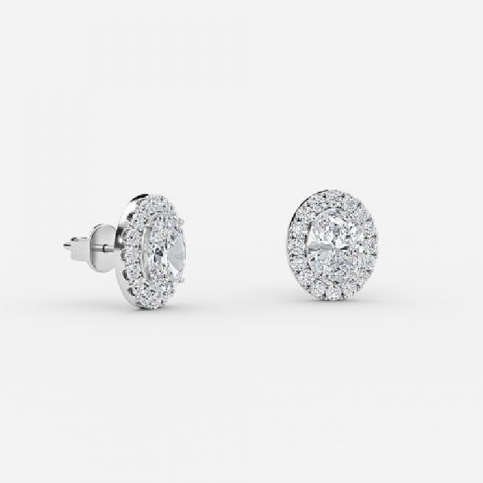 Oval Lab Grown Diamond Halo Earring