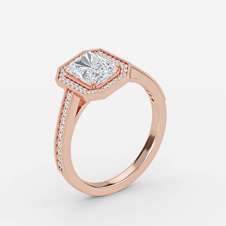 Elswin Radiant Halo Lab Grown Diamond Engagement Ring