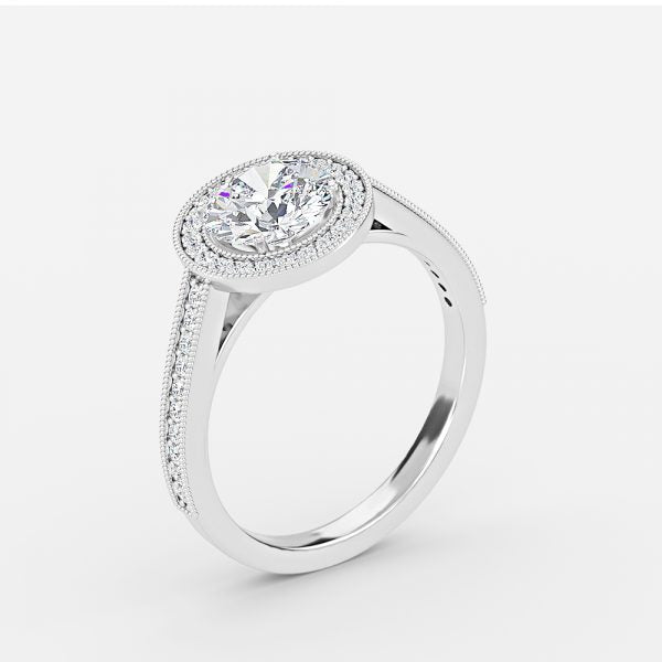 Elswin Round Lab Grown Diamond Halo Engagement Ring