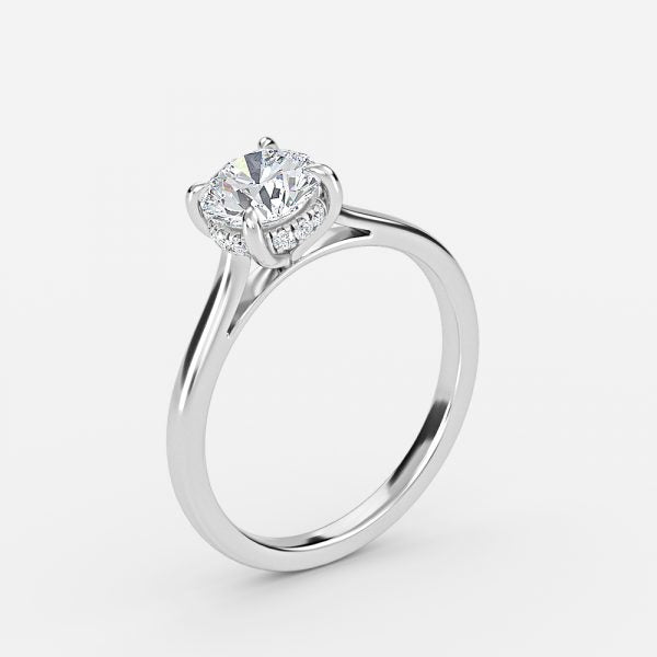 Hazal Round Lab Created Diamond Hidden Halo Engagement Ring